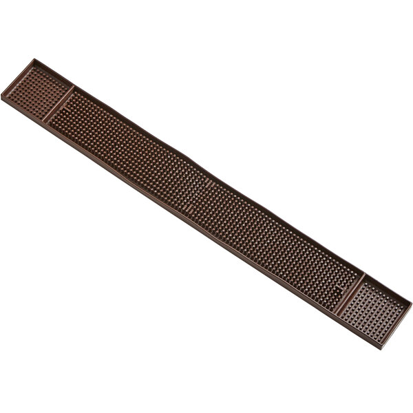 An American Metalcraft brown rectangular rubber bar mat with holes.
