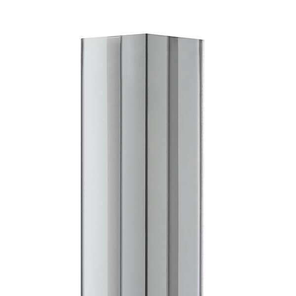 A Regency stainless steel wall corner guard with black corners.