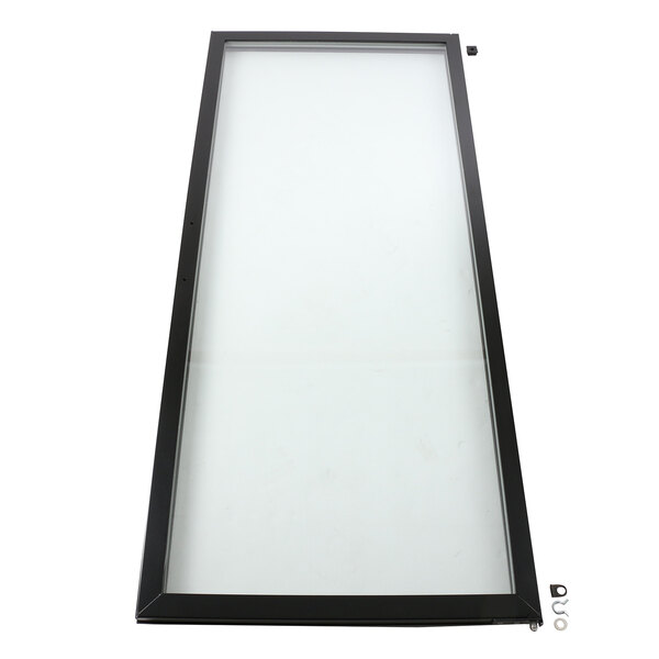 A Beverage-Air door assembly with a rectangular black frame.