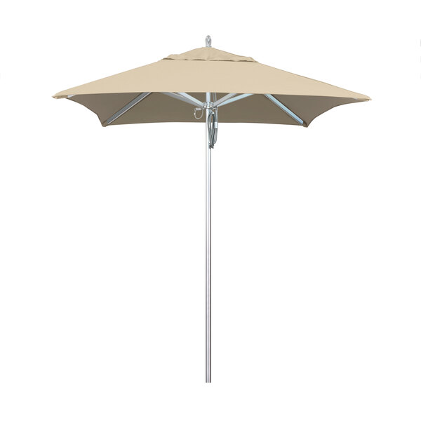 California Umbrella AAT 604 SUNBRELLA 1A Rodeo Series 6' Square Pulley Lift Umbrella with 1 1/2" Aluminum Pole - Sunbrella 1A Canopy