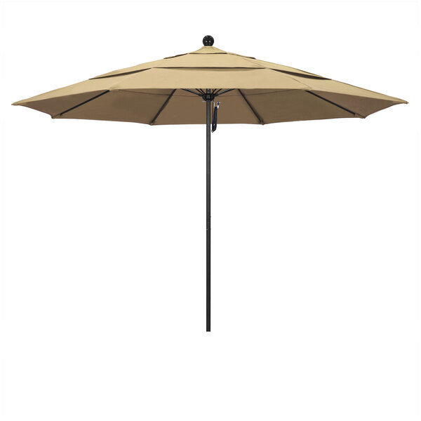 California Umbrella ALTO 118 PACIFICA Venture 11' Round Pulley Lift Umbrella with 1 1/2" Black Aluminum Pole - Pacifica Canopy
