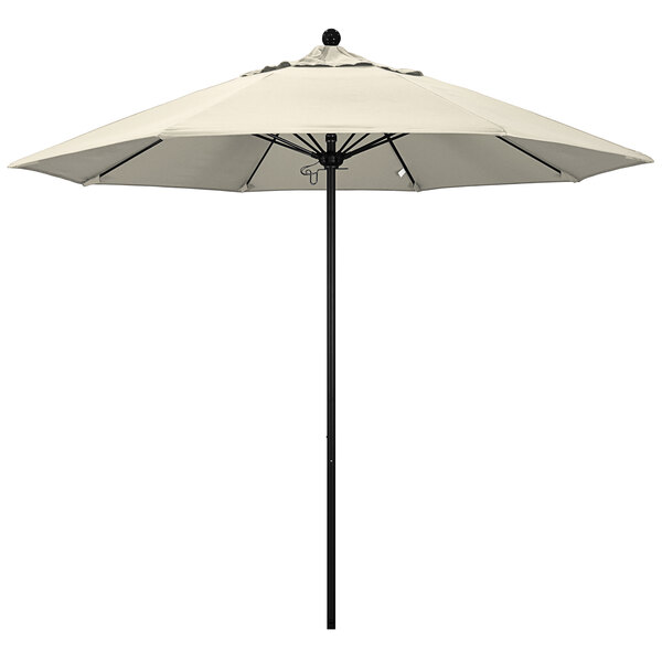 California Umbrella ALTO 908 OLEFIN Venture 9' Push Lift Umbrella with 1 1/2" Black Aluminum Pole - Olefin Canopy