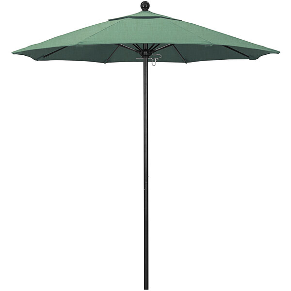 A California Umbrella ALTO Pacifica spa canopy on a black pole.