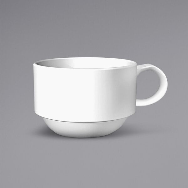 A white Sant'Andrea Montague bone china demitasse cup with a handle.