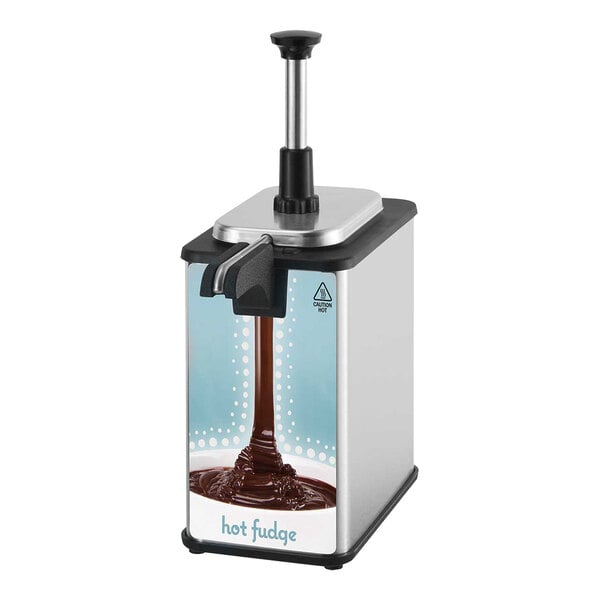 A Server EZ-Topper with heated spout on a counter in an ice cream shop.