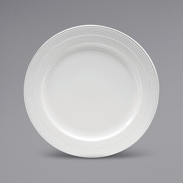 A white Sant'Andrea Impressions porcelain plate with a patterned medium rim.