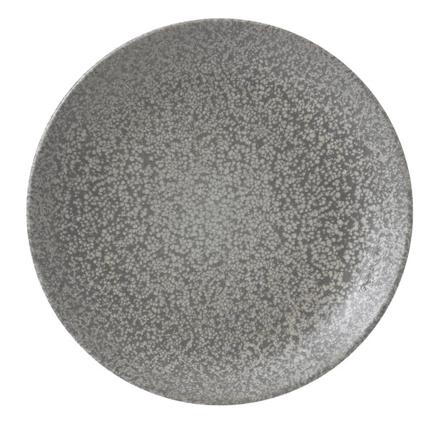 A grey speckled Dudson Evo Origins china plate.