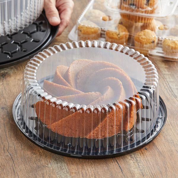 Baker's Mark 9" Low Dome Cake Display Container with Clear Dome Lid