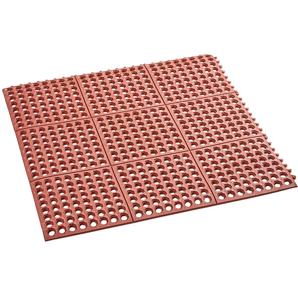 ballet Profeet Mens Choice 3' x 3' Red Rubber Connectable Grease-Resistant Anti-Fatigue Floor  Mat - 1/2" Thick