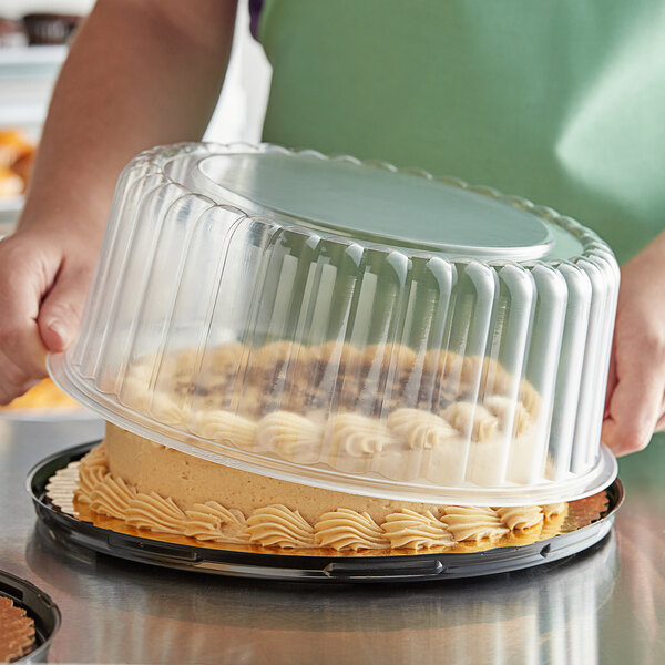 Choice 8" Low Dome Cake Display Container with Clear Dome Lid