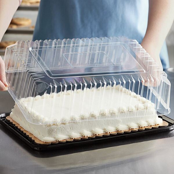 Choice 1/4 Size Low Dome Sheet Cake Display Container with Clear Dome ...