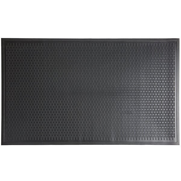 Choice 3' x 5' Black Rubber Ridge-Scraper Top Anti-Slip Safety Mat