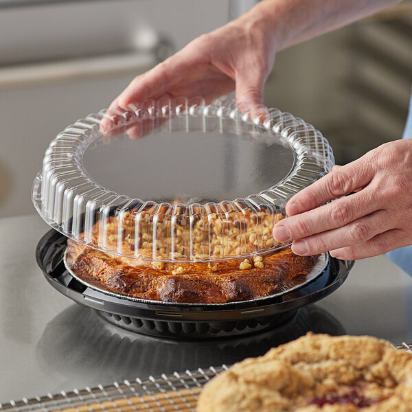 Choice 10" Black Pie Container with Clear High Dome Lid