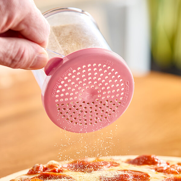 Carlisle 4250S55 8 oz. Polycarbonate Shaker / Dredge with Rose Lid
