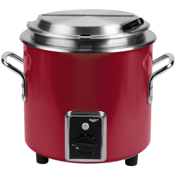 Vollrath 7217255 Red Finish Retro 11 Qt. Stock Pot Kettle Rethermalizer - 120V, 1450W