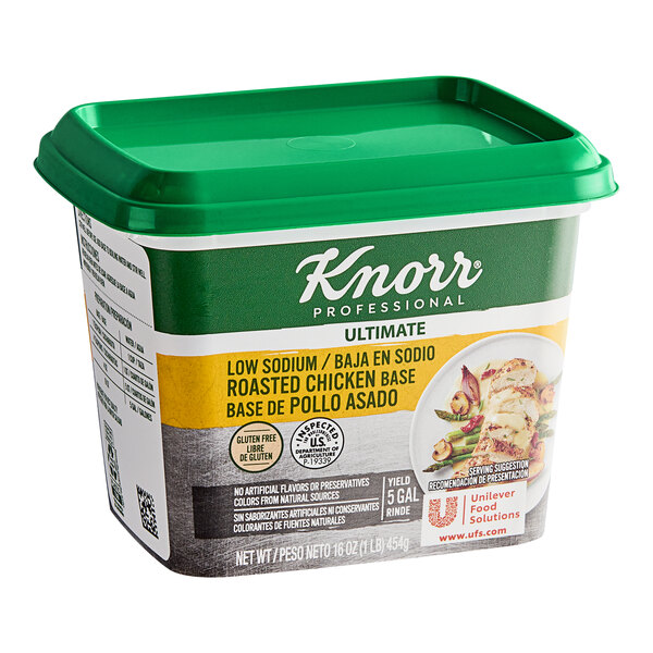 Knorr 1 lb. 095 Low Sodium Chicken Bouillon Base 12/Case