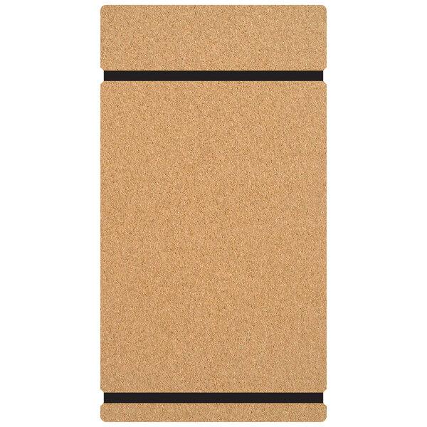 A brown menu board with black strips on the edges.
