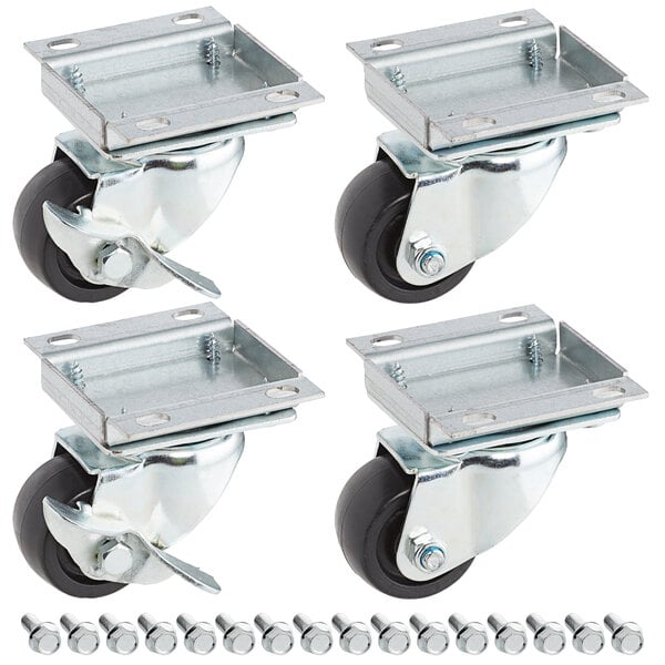 Avantco 178A2PCKIT4 2 3/4" ADA Height Swivel Plate Casters with Mounting Hardware - 4/Set