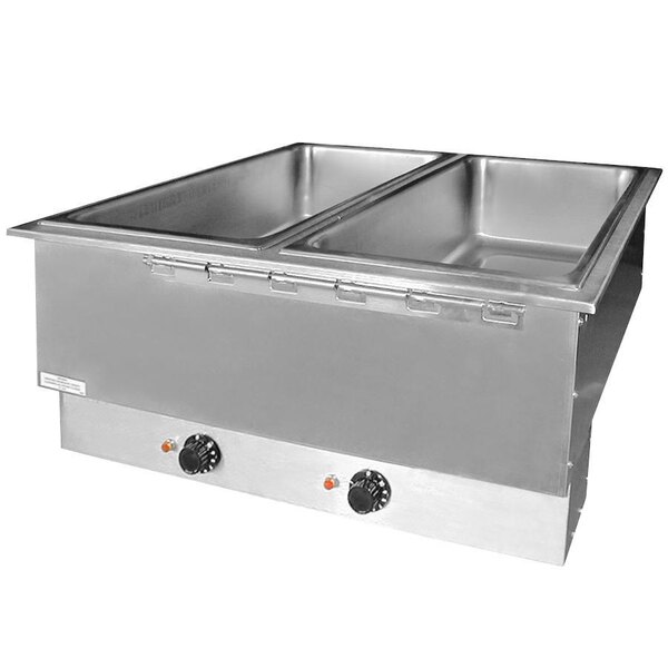 APW Wyott HFWAT-5D Insulated Five Pan Drop In Hot Food Well with Drain and Attached Controls and Plug - 208V