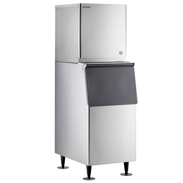 Hoshizaki KMD-410MAJ 22" Air Cooled Crescent Cube Ice Machine with Stainless Steel Finish Ice Storage Bin - 418 lb. Per Day, 300 lb. Storage
