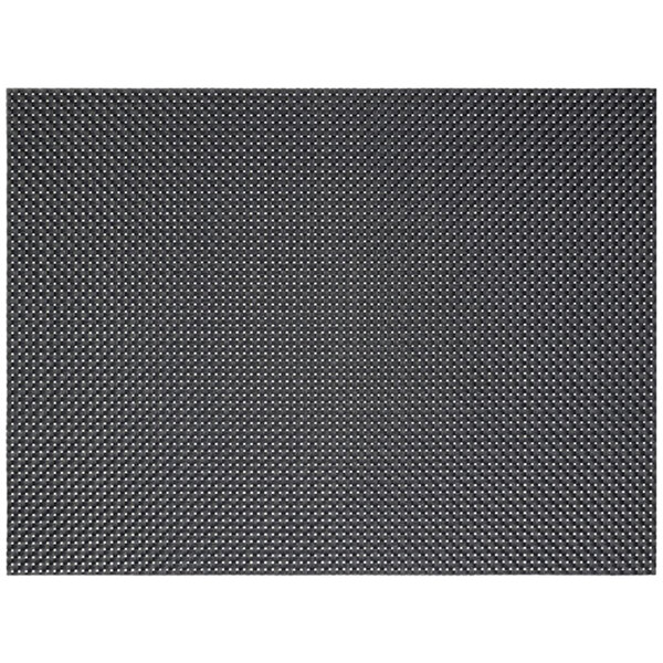 A black rectangle placemat with a basketweave pattern.