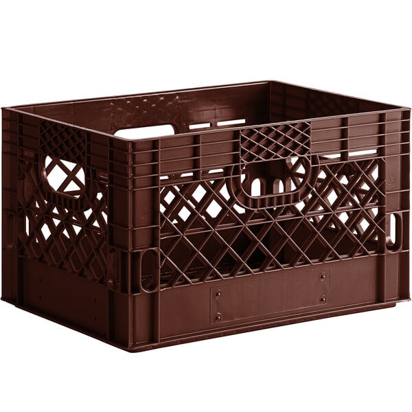 Brown 24 Qt. Customizable Rectangular Milk Crate 18 3/4" x 13" x 11"