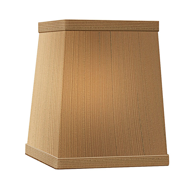A close-up of a brown square Hollowick lamp shade with a fabric texture.
