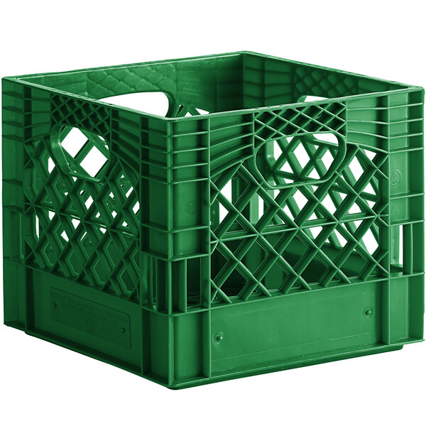 Green 16 Qt. Customizable Square Milk Crate 13" x 13" x 11"