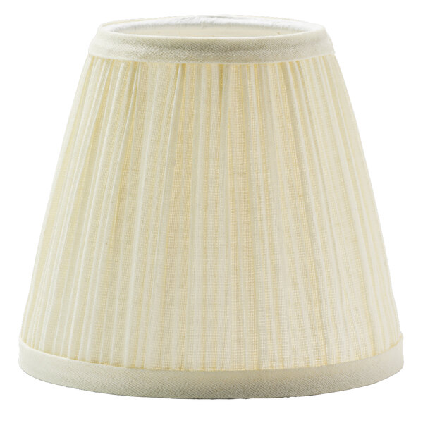 A white Hollowick fabric lamp shade with pleats.
