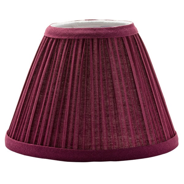 A Hollowick burgundy pleated fabric lamp shade.