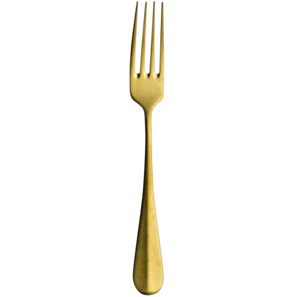 A Sola Baguette Vintage Gold stainless steel table fork with a gold handle.