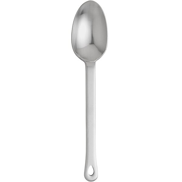 A Oneida Cooper stainless steel dessert spoon with a handle.