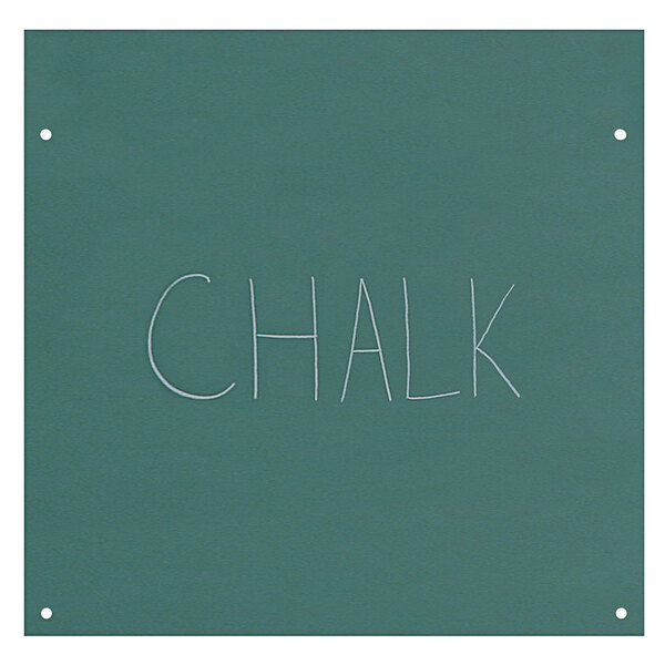 A green square chalkboard panel with white text that says "Chalk"