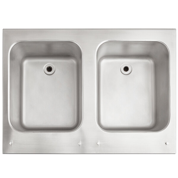 An Avantco dual stainless steel oil tank for a countertop fryer.