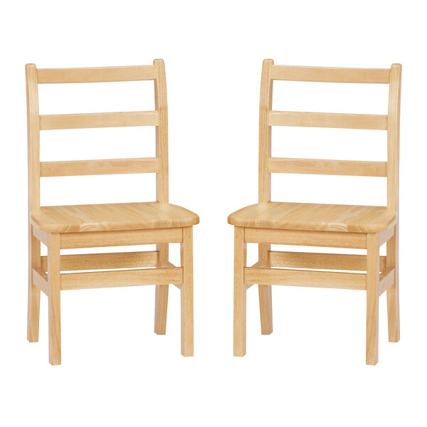 A pair of Jonti-Craft wooden ladderback chairs.