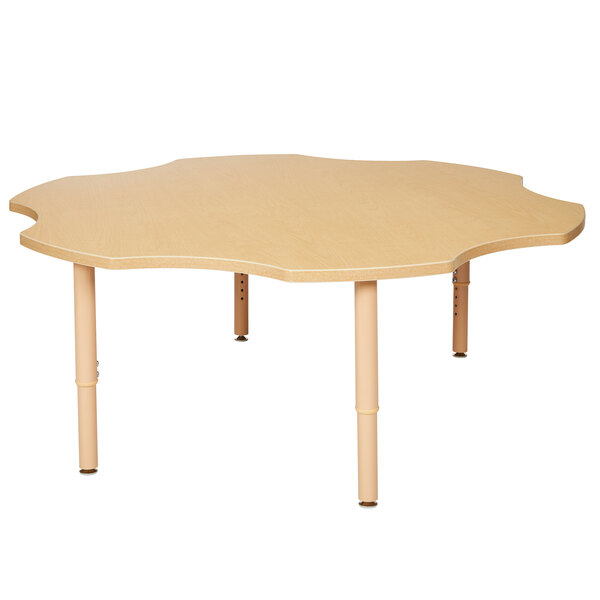 A Jonti-Craft kids table with a flower-shaped top.