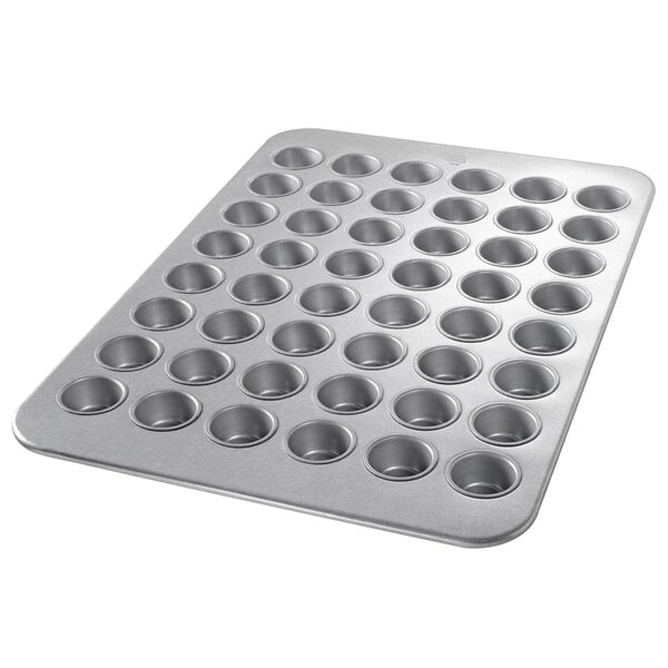 A Chicago Metallic mini muffin pan with 48 cups.