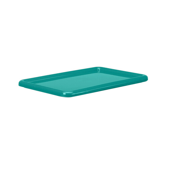 A teal rectangular tray lid on a white background.