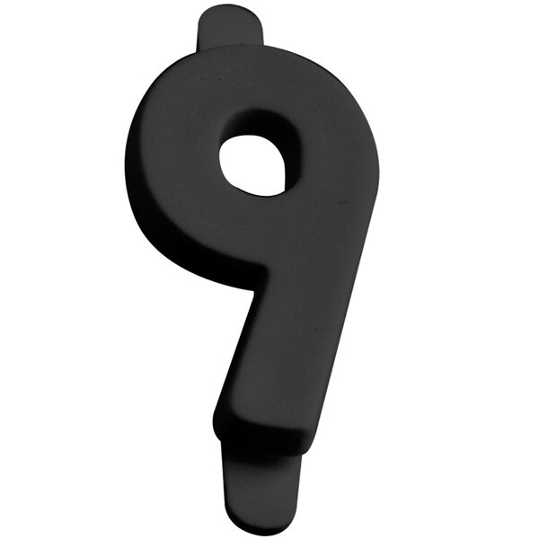A black number nine with a hole in the middle.