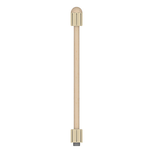 A wooden pole with a gold metal cap.