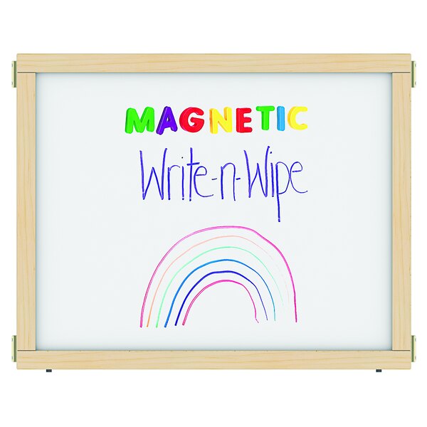 A whiteboard with rainbow writing on it.