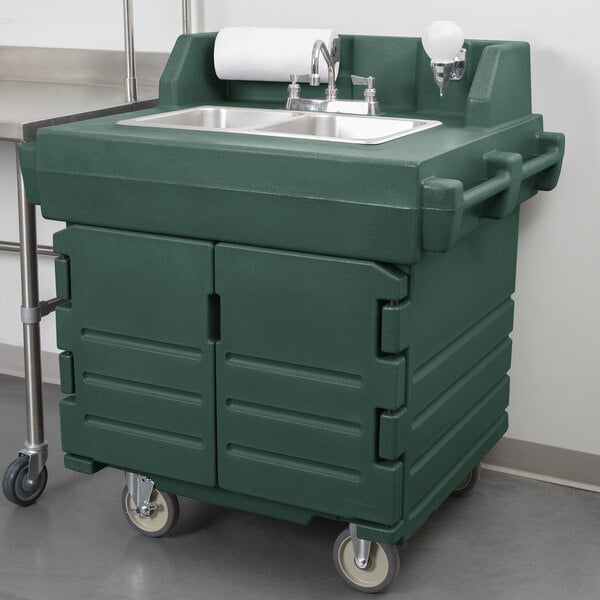 Cambro KSC402192 Granite Green CamKiosk Portable Self-Contained Hand Sink Cart - 110V