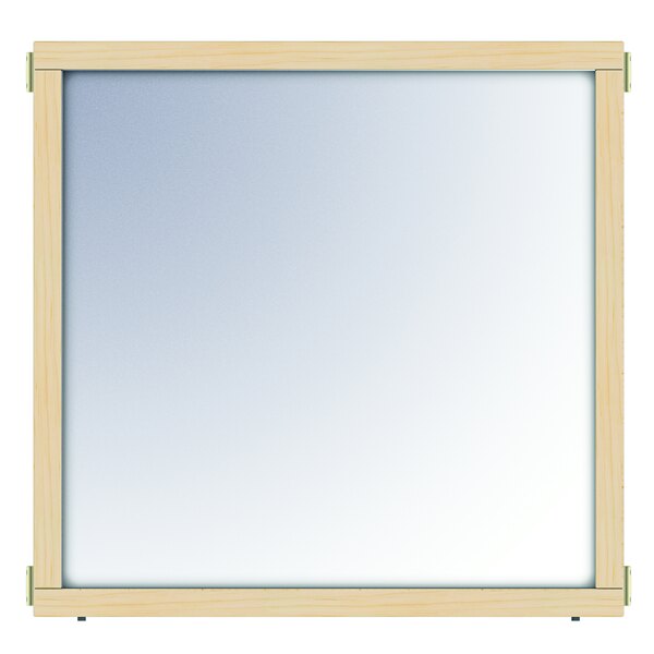 A wooden mirror panel with a white background.