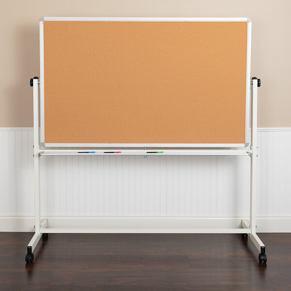 Flash Furniture YUYCI005CKGG Hercules 59" x 36" Reversible Cork Bulletin Board /