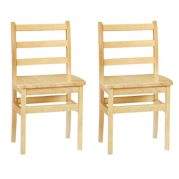 Two Jonti-Craft wooden Children's Ladderback chairs on a white background.