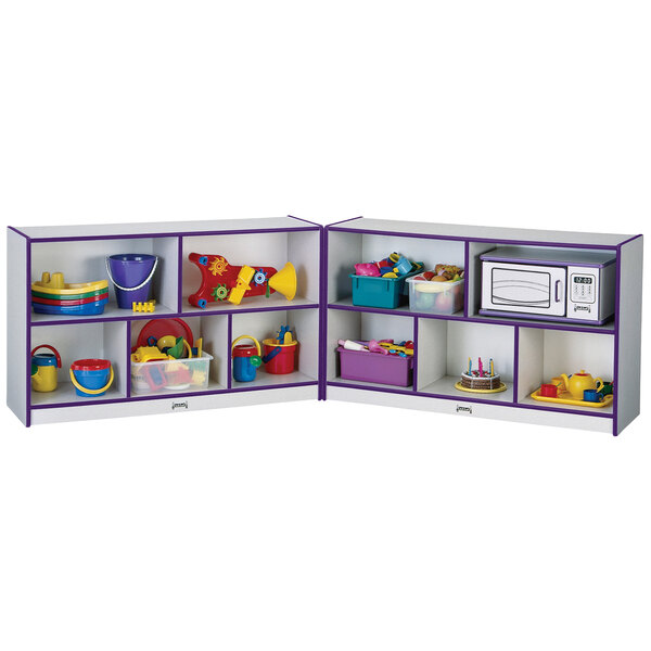 A purple and white Rainbow Accents Fold-n-Lock storage cabinet.