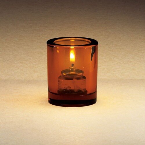 Sterno 80172 3 1/4" Amber Mini Bubbles Liquid Candle Holder