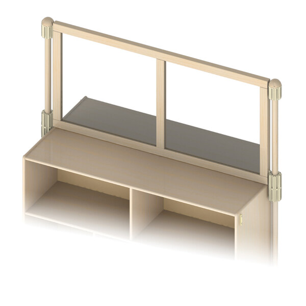 A white wooden mirror upper deck divider with a railing.