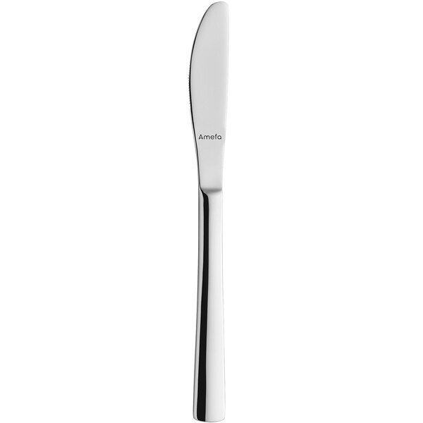 An Amefa stainless steel fruit knife with a silver handle and a black border on a white background.