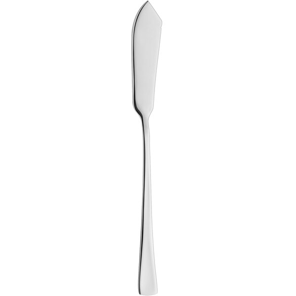 An Amefa stainless steel fish knife with a white handle.